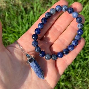 Sodalite pendulum and bracelet